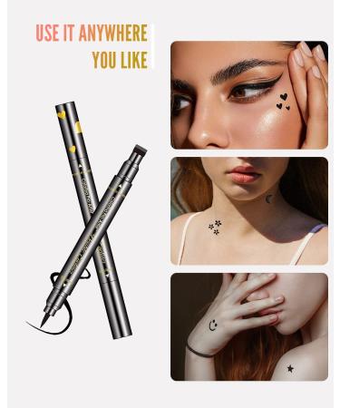 Enfuntins Eyeliner Stamp Set - 6 Pcs Double-Ended Liquid Eye Liner Pen, Waterproof & Smudge-Proof, Long-Lasting Tattoo Eye Makeup with Winged, Smiley, Star, Moon, Heart, and Flower Designs - Buy Online on GoSupps.com