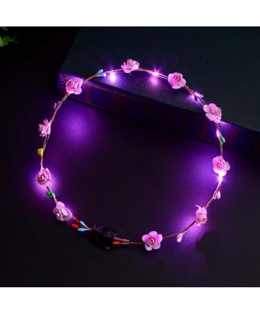 Women Girls LED Light Up Flower Crown Floral Wreath Glowing Headband Garland Bohemian Wedding Party Bridal Headwear PL - Buy Online on GoSupps.com