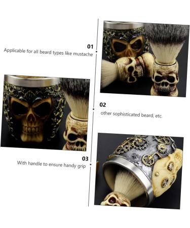 Frcolor Skull Beard Brush Set - Wooden & Metal Shaving Brush for Travel & Face Cleaning | Premium Shaving Tools - Buy Online on GoSupps.com