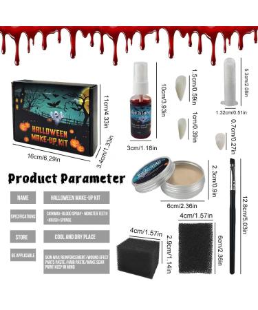 Professional Halloween SFX Makeup Kit - Special Effects Fake Blood Teeth & Brushes for Vampire Cosplay | International Shipping - Buy Online on GoSupps.com