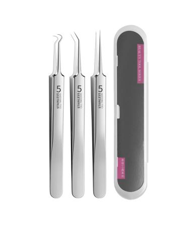 Usiveinborn Blackhead Remover Usiveinborn Tweezers Professional Facial Blackhead Remover Tweezers Professional Stainless Steel Facial Blackhead Remover Tweezers Usiveinborn Blackhead Tweezers A-3-piece Set