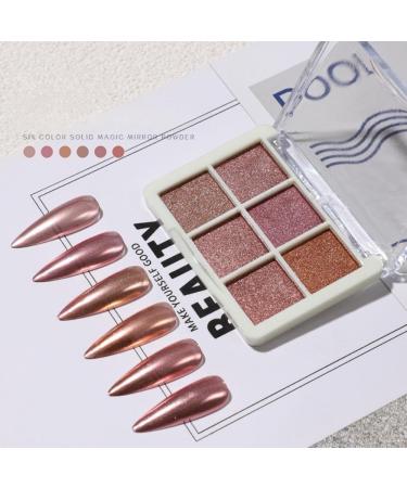 GZMAYUEN Rose Mirror Chrome Nail Powder Metallic Powder for Nails 6 Colors Solid Pink Nail Art Chrome Powder 07 - Buy Online on GoSupps.com