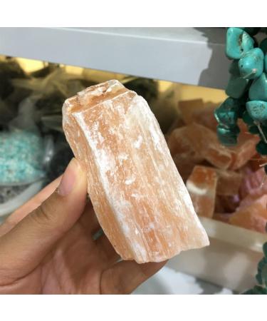 Natural Crystal Rough Natural Crystal Natural raw Yellow Gypsum Stone Crystal Specimen (Size : 100g)