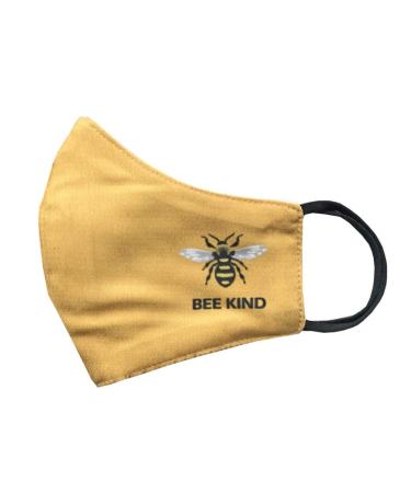 SET OF 4 X Bee Kind Cotton Face Mask Protective Covering Washable Reusable Breathable Cover Be Kind Yellow