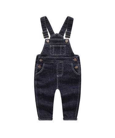 KIDSCOOL SPACE Baby & Little Boys/girls Water Washed Ripped Soft Denim Overalls 18-24 Months Blue-1973