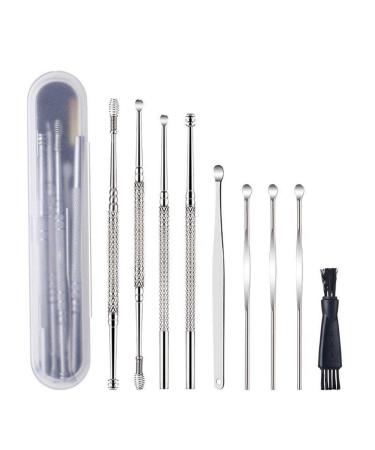 Ear Wax Removal Kit Ear Wax Remover 8 Pcs Ear Cleaning Tools Stainless Steel Ear Cleaner Ear Picks Earwax Removal Tool Set with Brush and Storage Box for Children and Adults