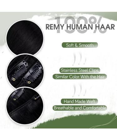Clip in Hair Extensions Black Clip in Human Hair Extensions Natural Real Black Clip Hair Extensions Remy Thick Ends #1 100g 22 Inch - Buy Online on GoSupps.com