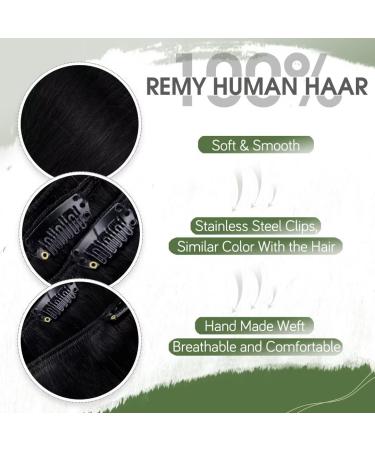 Hetto Clip In Extensions | Real Remy Hair | 30 cm Black Hair Recovery | 80g #1 Black - Buy Online on GoSupps.com