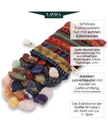 Buy Lavisa Drum Stones Healing Stones 100% Natural Gemstones for Water Treatment | Halbedelstein Mixture (M 320g) | Enhance Your Wellness with Mineral Crystals - Buy Online on GoSupps.com