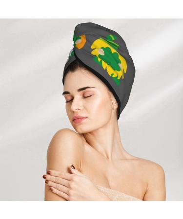 Hair Towel Wrap - Quick Drying Towel Turban with Button | St Patrick's Day Irish Gnomes Design - Buy Online on GoSupps.com