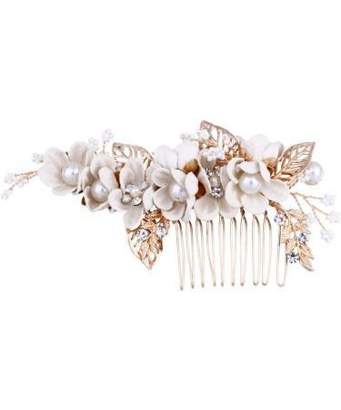 FRCOLOR Wedding Hair Comb Alloy Flower Pearl Rhinestones Crystal Bride Hairpin Women Side Hair Clips for Party Dressup Daily Vacation Photo Props(White) - Buy Online on GoSupps.com