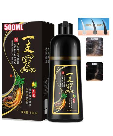 500ml Permanent Black Hair Shampoo Organic Natural Fast Hair Dye Plant Essence Black Hair Color Dye Shampoo For Women Men Cover Gray White Hair