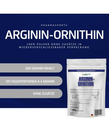 L-Arginine + L-Ornithine 80:20 Pure Powder - 500g | High-Potency Amino Acids for Energy & Recovery | Shop Internationally - Buy Online on GoSupps.com