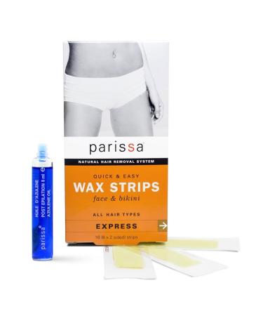 Parissa Wax Strips Face & Bikini  Hair Removal Waxing Kit for Women with Smaller Wax Strips for the Face & Bikini  16 Strips & Aftercare oil (SF) Face & Bikini 16 Count (Pack of 1)