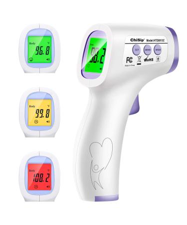[Updated Version] ChiSip Forehead Thermometer for Adults Forehead, Touchless Digital Infrared Thermometers for Adult Kids Baby Indoor Outdoor Use with Accurate Readings, Fever Alarm and Memory Recall