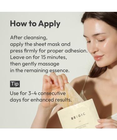 BEIGIC Luminous Hydrating Sheet Mask - Korean Vegan Skincare with Peptides Vitamin C & Niacinamide for Glass Skin - Moisturizing & Firming Face Mask (0.84 fl oz - Buy Online on GoSupps.com