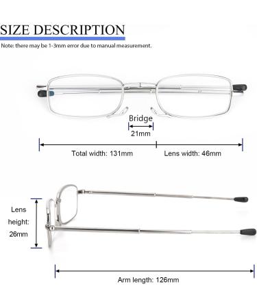 MMOWW Foldable Reading Glasses for Men & Women - Telescopic Mini Anti-Blue Light Glasses (+1.5 Silver) - Buy Online on GoSupps.com