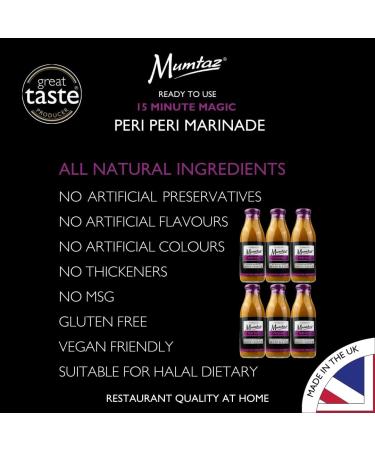 Mumtaz PERI PERI Marinade Sauce - Pack of 6x500g 15 Minute Magic Marinade Medium Spiced BBQ-Grill-Roast-Stir or Air fry All Natural Ingredients Gluten Free Vegan Friendly. - Buy Online on GoSupps.com