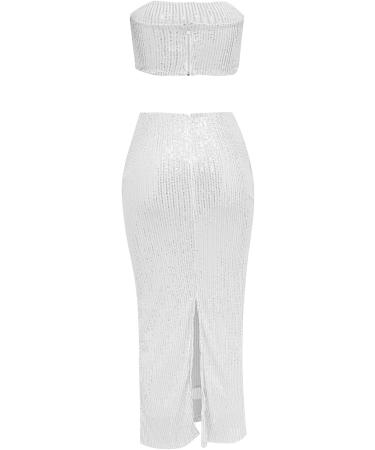 Shop Hanxiulin Women's Winter V-Neck Long-Sleeve Mini Party Dress - Sexy Glitter Bodycon Dress in White - Buy Online on GoSupps.com