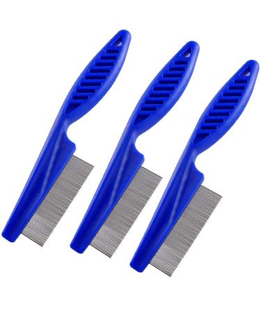 XJ Soft Protectio Salon Grooming Flea comb fine flea comb for pets flea comb for long-haired cats and anti-node comb for dogs ruberized easy grip handle Ideal also for rabbits