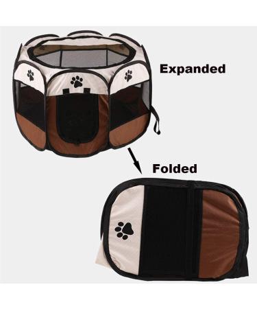 Enkarl Portable Foldable Pet Playpen with Carrying Bag, Travel Bowl, and Mesh Shade Cover - Large Pink Exercise Pen for Dogs/Cats/Rabbits - Indoor/Outdoor Water-Resistant - Buy Online on GoSupps.com