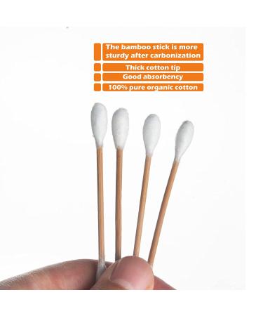 500 Brown Carbonized Bamboo Stick Cotton Swabs by MYQIPGD | Biodegradable Organic Wooden Qtips | Natural Soft Q tips for Ears - Buy Online on GoSupps.com