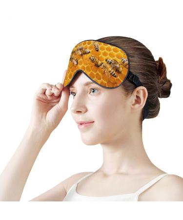 Honey Bees Hive Sleep Mask - Adjustable Blindfold for Sleeping & Travel - Men's and Women's Eye Cover for Nighttime Relaxation - Buy Online on GoSupps.com
