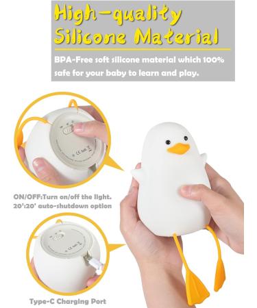 Ammonite Nursery Duck Night Light - Cute Silicone Lamp for Kids | USB LED Touch Lamp for Kids Bedroom Decor | Xmas Birthday Gifts for Boys Girls - Buy Online on GoSupps.com