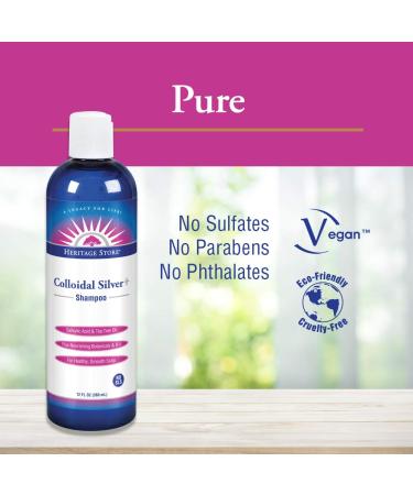 Heritage Store Colloidal Silver Shampoo 12 fl oz - Natural Hair Care for Healthy Scalp - Buy Online on GoSupps.com