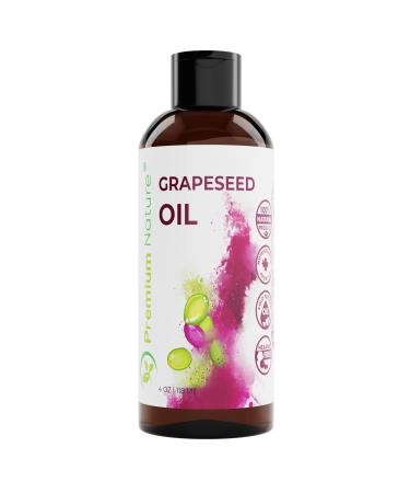Grapeseed Oil Pure Carrier Oil - Cold Pressed Grape Seed Extract Carrier Oil for Essential Oils Mixing Natural Body Oil for Dry Skin Moisturizer Massage Lotion for Aromatherapy Nails and Hair Growth 4 oz