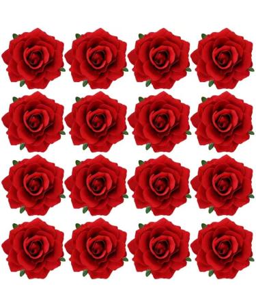 Cinaci 16 Pieces Flamenco Dancer Mexican Wine Red Rose Flower Alligator Hair Clips Barrettes Brooches Prom Party Wedding Bridal Hair Pins Accessories for Women Girls