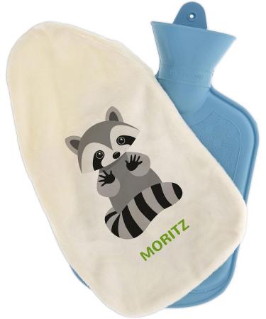 Personalized Cozy Hot Water Bottle with Raccoon Cover | 800 ml | Ideal Gift for Kids & Adults - Buy Online on GoSupps.com