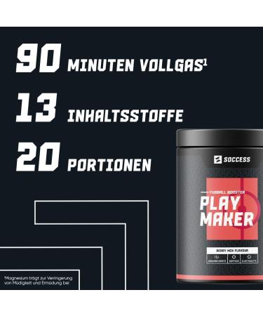 Playmaker Workout Booster for Footballers | Sport Drink with Carbs Electrolytes Amino Acids & Caffeine | 20 Portions Berry Mix | Boost Your Performance - Buy Online on GoSupps.com