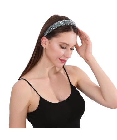 4 PCs Glitter Sequin Headbands for Girls & Women - Sparkling 1.1-Inch Wide Padded Hair Bands in Black Gray Beige White - Buy Online on GoSupps.com