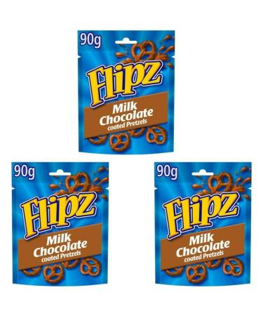 3 -way package Flipz Pretzels - 3 times Flavor Coated Pretzels - 3x90g Packing - In a delicious taste: MILK Chocolate + Heartforcards Shipping protection (MILK Chocolate)
