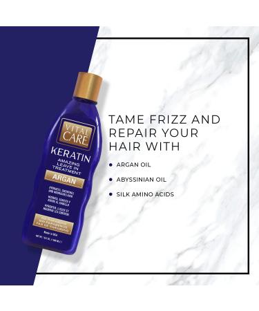 Vital Care Keratin Leave-In Treatment - Hydrating Argan Complex for Daily Use Non-Stripping Hair Repair with Abyssinian Avocado & Sunflower Seed Oil - Buy Online on GoSupps.com