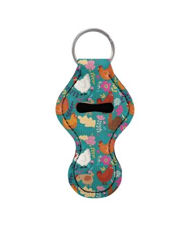 Chapstick Holder Keychain Women Lipstick Holder Key Chain for Kids Girls Gifts Lip Gloss Holder Stocking Stuffers Chicken Flower 1