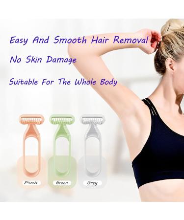 UGIF 3PCs Manual Hair Removal Knife - Painless Bikini & Armpit Trimmer for Women - Portable Face & Full Body Razor - 12cm Pink - Buy Online on GoSupps.com