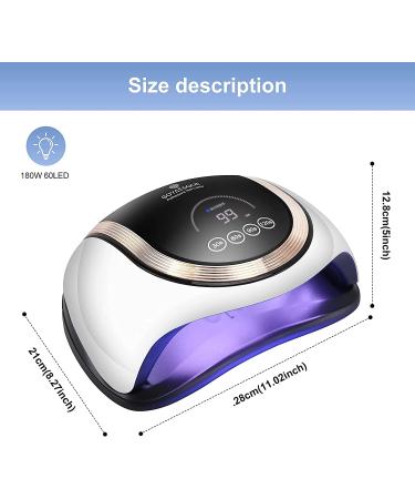 GOYAESQUE 180W UV LED Nail Lamp for Fast Drying Gel Polish - Professional Curing Lamp with 4 Timer Smart Sensor and LCD Display - Buy Online on GoSupps.com