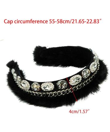 amangul Women Furry Plush Headband Prom Hair Hoop Crystal Chain Bandana - Buy Online on GoSupps.com