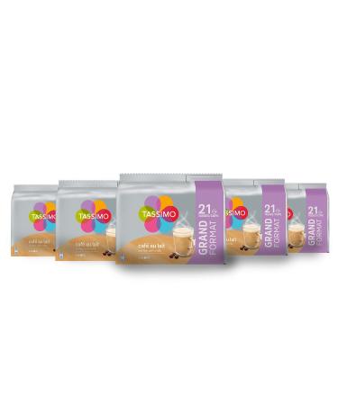 Tassimo 105 Milk Coffee Pods Compatible with TASSIMO Machines 105 Coffees Balanced and Smooth 5 Packs of 21 Pods (Packagi