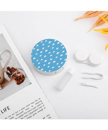 Blue Sky With Clouds Round Case For Contact Lens Kit Storage Box with Mirror Printed - Buy Online on GoSupps.com