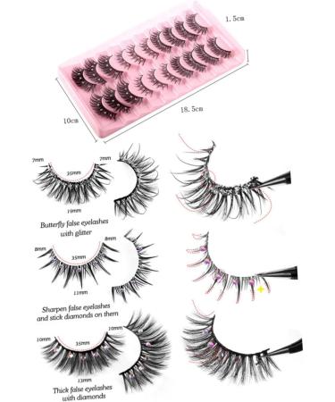 FRCOLOR 10 Pairs Glitter Diamond Eyelashes false lashes women lashes with rhinestones lashes with glitter costume eyelashes lash extensions supplies fluffy chemical fiber child - Buy Online on GoSupps.com