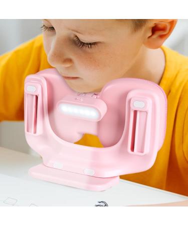 Writing Posture Corrector - Desk Upper Back Posture Brace With Light Adjustable Height Double Chest Support Back Straightener Support For Students Vision Protection Pink - Buy Online on GoSupps.com