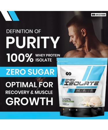 Limitless Pharma Pure Whey Isolate | High Protein Whey Isolate Protein Powder | 27g Protein 6g BCAAs Sugar Free Gluten Free Low Carb Low Lactose | 74 Servings 5LB (Vanilla) Vanilla 5LB - Buy Online on GoSupps.com