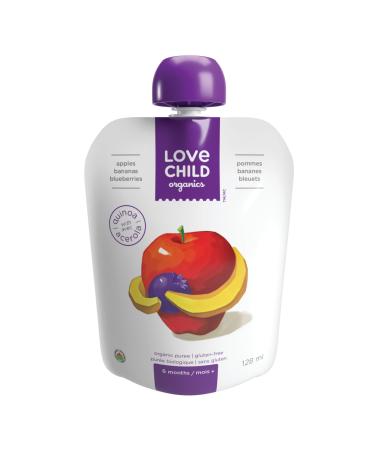 Love Child Organics Apples Bananas + Blueberries Puree - 128 ml