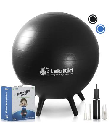 Balance Ball Chairs for Kids: LakiKid Flexible Seating Classroom Furniture- Stability Ball Chairs with Legs, Exercise Ball Chair, Yoga Ball Chair, Ideal Alternative Seating for Students (18"/45 cm) Kids (45cm) Black