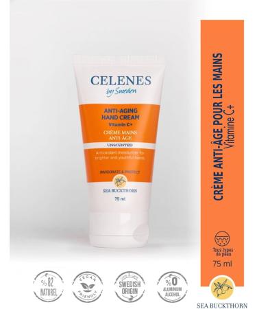 Celenes by Sweden Creme Main Anti- ge l Argousier 75ml (Lot 2) - Creme Pour Les Mains Cr me Hydratante Sans Parfum/Paraben Cr me Main V gan Avec Vitamine C+ Creme Mains Pour Peau Grasse et Mixte - Buy Online on GoSupps.com