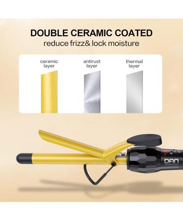 DAN Technology 5/8 Inch Tourmaline Ceramic Hair Curling Iron - Fast Heat LCD Display Auto Off - Perfect for Salons & Beauty Schools - Gold Black - Buy Online on GoSupps.com
