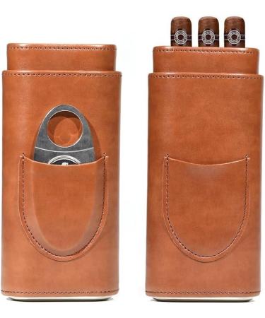 kzxbty Cigar Case Three-Finger Portable Cigar Humidor PU Leather Case Box Brown - Buy Online on GoSupps.com
